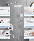Bathtub Shower Faucet Set With Valve And Tub Spout 10 Inch Rain Shower Head And Handheld System Wall Mount Chrome Finish shown