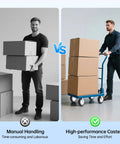 Comparison of manual lifting vs. using Heavy Duty 8 Inch Caster Wheels Set Of Four With 1323 Lbs Total Load 2 Swivel Casters 2 With Brakes.