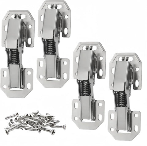 No Cup Hole Needed 4 Pack Soft Close Concealed Cabinet Hinges For Overlay And Inset Doors With Hidden Bridge 90 Degree Opening