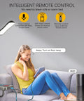 Smart LED Floor Lamp With Wireless Charger, 12W Dimmable Standing Lamp Stepless 2700-6500K Color Temperature, 1200 Lumens in use