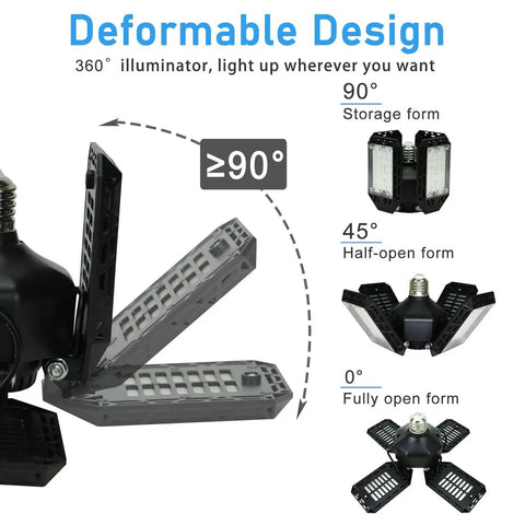 High Output 150W LED Garage Light With Four Adjustable Panels 15000 Lumens 6500K Daylight E26 E27 Shop Lighting
