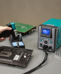High Power 110W Desoldering Station With ESD Safe Build in use on multilayer PCB, temperature set at 896°F.