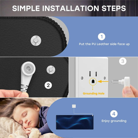 Easy At Home Indoor Grounding Kit With Two Mats, Test Pen, And Two 15 Foot Cords For Full Body Balance, Sleep Support, Installation Guide