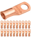 25 Pack Heavy Duty 4 Gauge 5 Sixteenth Inch Ring Battery Lugs Bare Copper Stud Terminals For High Current Battery Cables