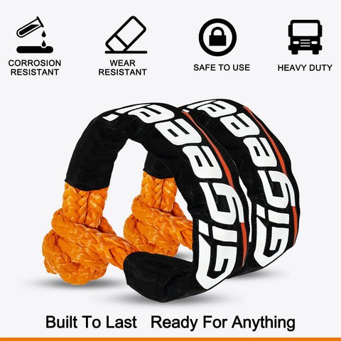 Beefy Half Inch By 22 Inch Soft Shackle Recovery Kit For Off Road Winch And Vehicle Towing 56000 Lbs Capacity Orange