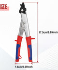 10 Inch Sheet Metal Nibbler Shears with Ergonomic Handle and Locking Design, showing 17.5 cm and 7.6 cm measurements.