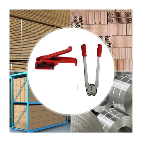 Heavy Duty Manual Strapping Machine Kit With Tensioner And Sealer For Secure Pallet Wrapping on pallets and boxes.