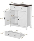 Dimensions of Farmhouse Style Sideboard Buffet Cabinet With Storage And Adjustable Shelf And Barn Door For Kitchen Dining Room Bathroom Entryway White With Ample Drawer And Two Door Cabinet To Organize Coffee Beans Spices And Everyday Essentials For Busy Kitchens