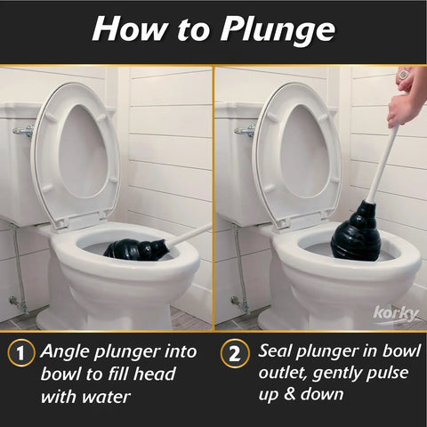 Heavy Duty Beehive Toilet Plunger To Knock Out Stubborn Clogs And Blast Away Nasty Gunk Fast With A Rock Solid T Handle Grip and Easy Storage Lock in use with toilet.