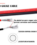 SAE to SAE Extension Cable 10 Gauge Wire Harness for Solar Panel to Battery showing tinned copper conductor and black-red jacket