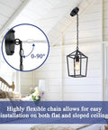 Totally Fresh 2 Pack Pendant Lights For Kitchen Island Featuring Modern Black Farmhouse Lantern Design With Hella Quick Setup and Dead Simple Style For Your Entryway Or Bedroom Space showing flexible chain installation on sloped ceiling.