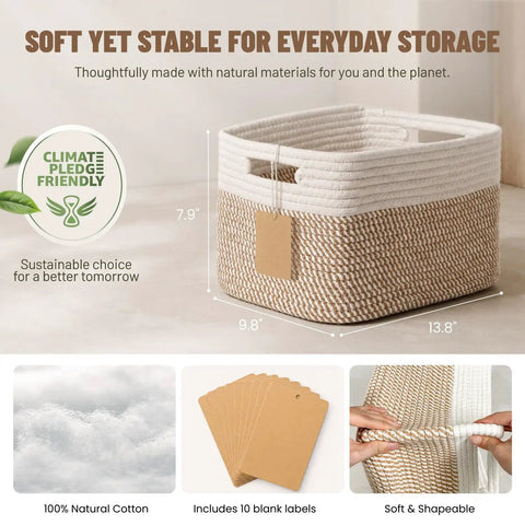 Set Of Five Premium Cotton Rope Woven Storage Baskets Decorative Organizer Bins For Nursery Closet Shelf Kid And Pet Safe Soft Edges Clean Setup Vibe Real Deal Smooth Finish