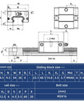 Technical diagram for X and Y Axis Linear Guide Rails Upgrade Kit with HG-15 rails and sliding blocks for XE-PRO CNC Router.