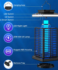 3 In 1 Outdoor Bug Zapper With 5000mAh Battery, LED Night Light, And 4000V Electric Fly Zapper For Patio, Garden, Backyard