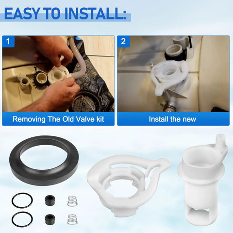 RV Water Valve Replacement Kit 42049 Style II For Aqua Magic Style II Toilets, ABS Plastic Construction, Prevents Leaks At Back Of Toilet, Easy Install, Durable Upgrade For Your RV Toilet installed on RV toilet tank