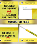 Restroom Closed For Cleaning Sign English And Spanish Hanging Doorway Safety Sign Yellow 30 To 53 Inch Durable Indoor Outdoor