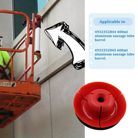 Metal Sausage Plunger Kit For Cordless Caulking And Grease Gun With Air Relief Hole in use on building facade