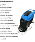 Commercial Floor Scrubber With 20 Inch Cleaning Path Dual Tank System 50L Fresh Water 40L Waste Water Boss Level Auto