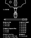 Diagram of Kraftform Kompakt 400 RA Imperial Set 1 T Handle Bit Holder With Ratchet Function And Bit Set 17 Pieces details.