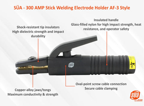 Heavy Duty 200 Amp Welding Electrode Holder Lead Assembly With Dinse 10 25 Connector And 2 AWG Copper Cable 15 Feet Made In USA