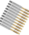 Rock Solid Spiral Point Plug Threading Taps M3 X 0.5 Metric Thread H2 Class Heavy Duty set of 10 high speed steel taps with titanium coating