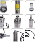Submersible Deep Well Solar Water Pump 24V 370W Stainless Steel No Fuss Irrigation Built Tough High Lift 213 Feet 8.8 GPM Flow Brushless DC Motor Solar Water Circulation System components and connections details