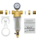 Spin Down Sediment Water Filter System With Pressure Gauge And 100 Micron Stainless Steel Mesh Pre Filter with accessories