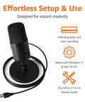 Condenser USB Microphone For PC With Cardioid Pickup, Ideal For Streaming, Recording, And Podcasting, 360 Degree Adjustable Stand