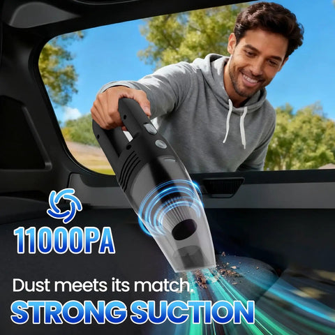Man using Cordless Handheld Vacuum Cleaner With 11000Pa Suction Beast Ultra Light One Point Four Pound Portable Vacuum For Car