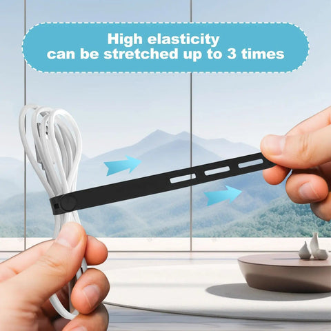 Reusable Silicone Cable Ties Cord Organizer Set elastic wrap around cable