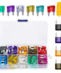 Top Shelf Automotive Mini Blade Fuses Assortment 120 Pieces Features 2A To 35A Ratings in clear storage case for RV and car repairs.