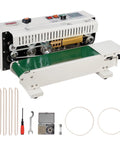 Heavy Duty Continuous Band Sealer Machine with Digital Temperature Control 600W, white body, accessories shown