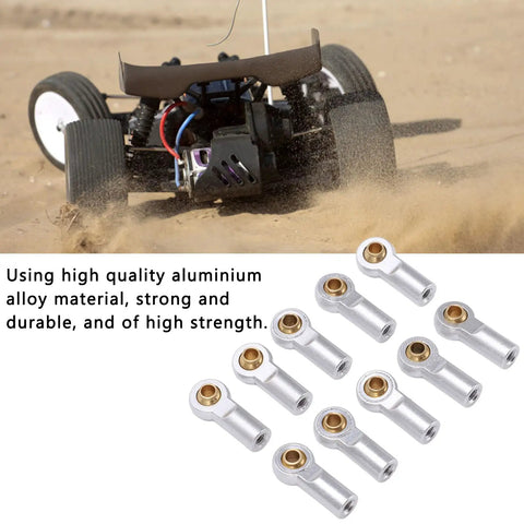 Lightweight Aluminum RC Link Rod Ends Set Durable Tie Rod End Ball Joints M3 10Pcs Silver For RC Cars Trucks Drones Hobbyists And Model Builders Optimized Handling For Stable Flexible Driving on RC crawler in sand