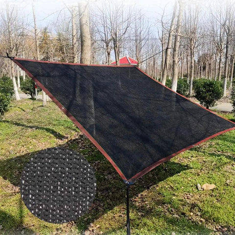 Shade Cloth 70 Percent, 20x20 Ft Heavy Duty Durable Mesh Tarp With Grommets, installed in a garden for sun protection