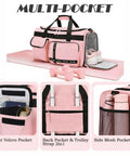 Three In One Travel Gym Bag Set For Women, Large Carry On Duffle Tote With Shoe Compartment, Wet Dry Separation, Pink