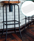 Bar stool on wooden floor with inset showing 20 Pack White Plastic Square Tube Plugs For Chair And Table Legs End Caps No Slip Grip