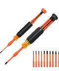 Insulated 10 In 2 Multi Bit Screwdriver Set With Auto Locking Collar 1000V Rated In Handle Bit Storage Includes Phillips 00 0 1 2