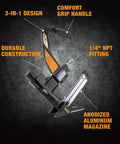 3-In-1 Pneumatic Flooring Nailer And Stapler, 15.5-Gauge Staples And 16-Gauge Cleats, 2-Inch Capacity, anodized aluminum magazine