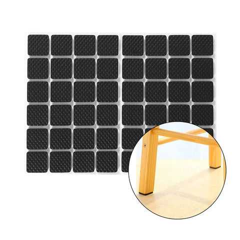 48 Pack Black Rubber Feet Pads Non Slip Floor Protectors For Furniture And Appliances shown on chair legs