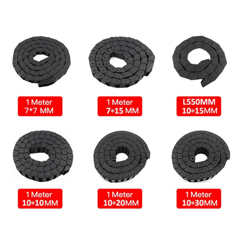 High Speed Silent Plastic Nylon Cable Management Chain For Industrial Machines. 10mm X 15mm Drag Link Chain. 1 Meter Length.