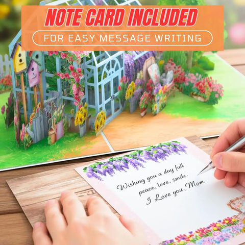 Pop Up Mother's Day Card With 3D Greenhouse Garden Scene That Blooms When Opened, 6x8 Inch Size, Unique Greeting Card For Mom Grandma Wife Women From Daughter Son, Thank You Gift With Envelope