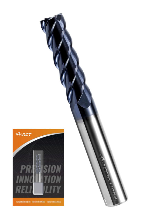Half Inch Carbide Square End Mill 4 Flute Milling Bit For Steel Cast Iron Copper Alloys And Other Materials HRC 50 AlTiN Coated CNC Router Bit 45 Degree Helix
