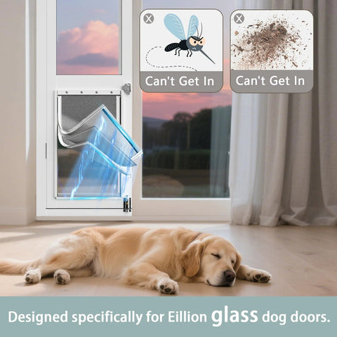 Medium Dog Door Replacement Flap For Sliding Glass Pet Doors fits medium size doors with vinyl flap installed in glass door.