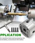 Rugged 100mm Independent Lathe Chuck 4 Jaw Grips 4 Inch Capacity 3500 RPM Hardened Steel Construction in use on CNC lathe