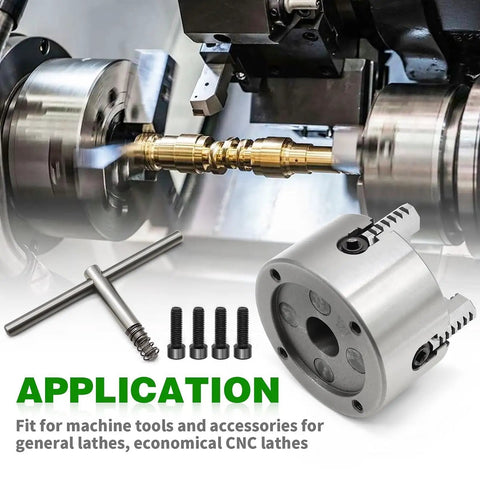 Rugged 100mm Independent Lathe Chuck 4 Jaw Grips 4 Inch Capacity 3500 RPM Hardened Steel Construction in use on CNC lathe