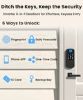 Image of Go Keyless Front Door Smart Lock with Fingerprint, App Control, and Electronic Keypad Deadbolt on a door.