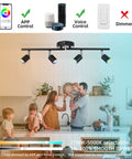 Smart 4 Light RGB LED Track Lighting Kit With Alexa Google Home And App Control Color Changing Ceiling Spotlight for kitchen