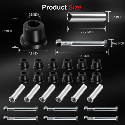 Rear Leaf Spring Bushing Kit With Screws For EZGO TXT And Club Car DS Golf Carts Direct Fit Drop In Replacement Heavy Duty Hardware, 0.5-inch bushings