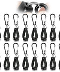 16 Pieces Glove Clips For Work, Handy Glove Holder Clips for Construction Gear displayed in rows, carabiner style, black