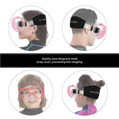 Side view of All Purpose Snorkel Mask For Kids And Adults With 180 Degree Wide View Tempered Glass Lenses Nose Cover Silicone Dive Goggles